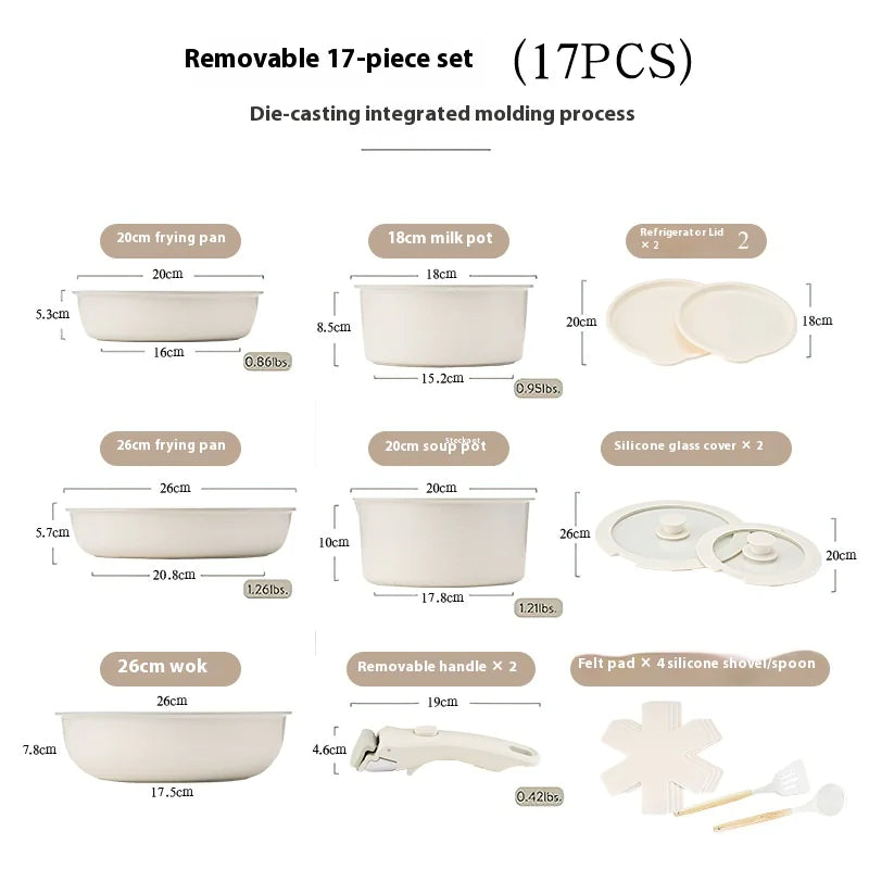 Removable Handle Non-Stick Pan Set