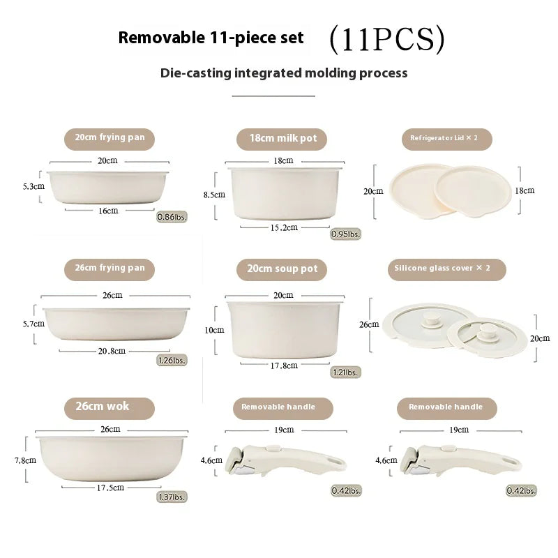 Removable Handle Non-Stick Pan Set