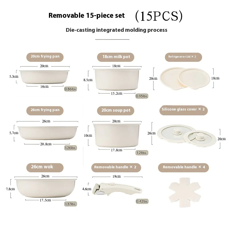 Removable Handle Non-Stick Pan Set