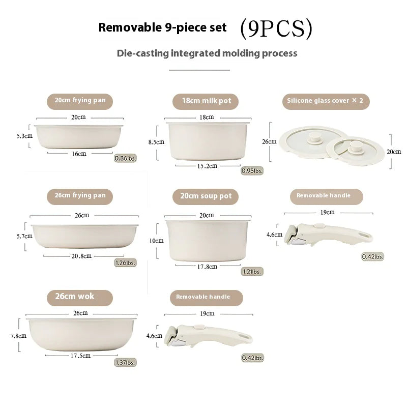 Removable Handle Non-Stick Pan Set