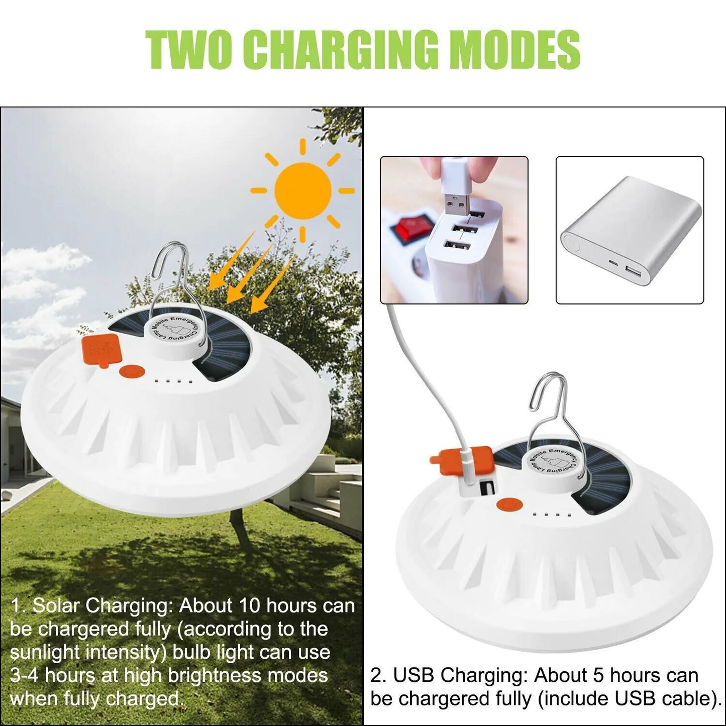 EcoCharge 60 LED Camp Light: USB/Solar Powered