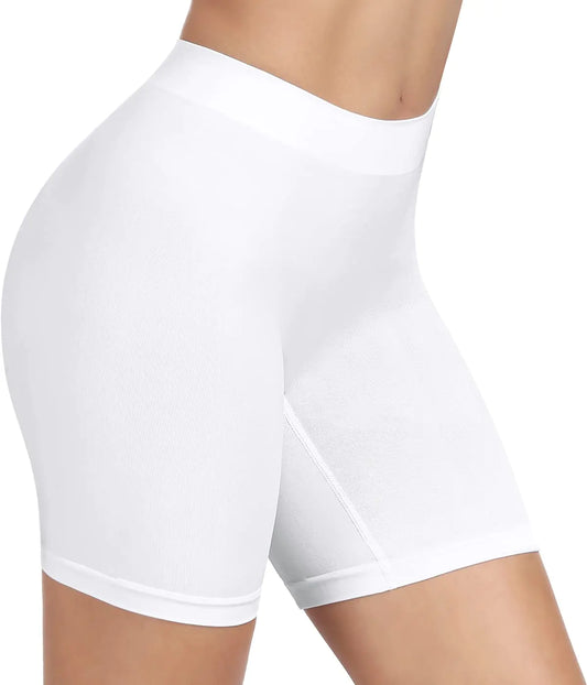 BESTENA Seamless Women's Slip Shorts for Yoga, Biking & Under Dresses - Soft White Small Pack