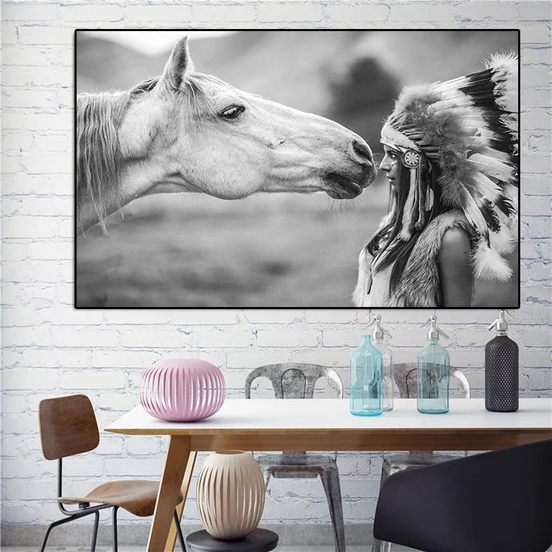 Native Indian & Horse Canvas Art