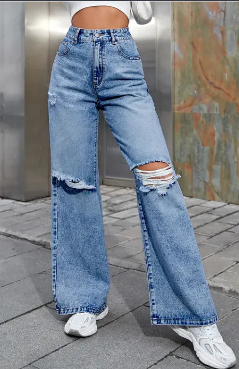 Chic High-Waist Ripped Jeans