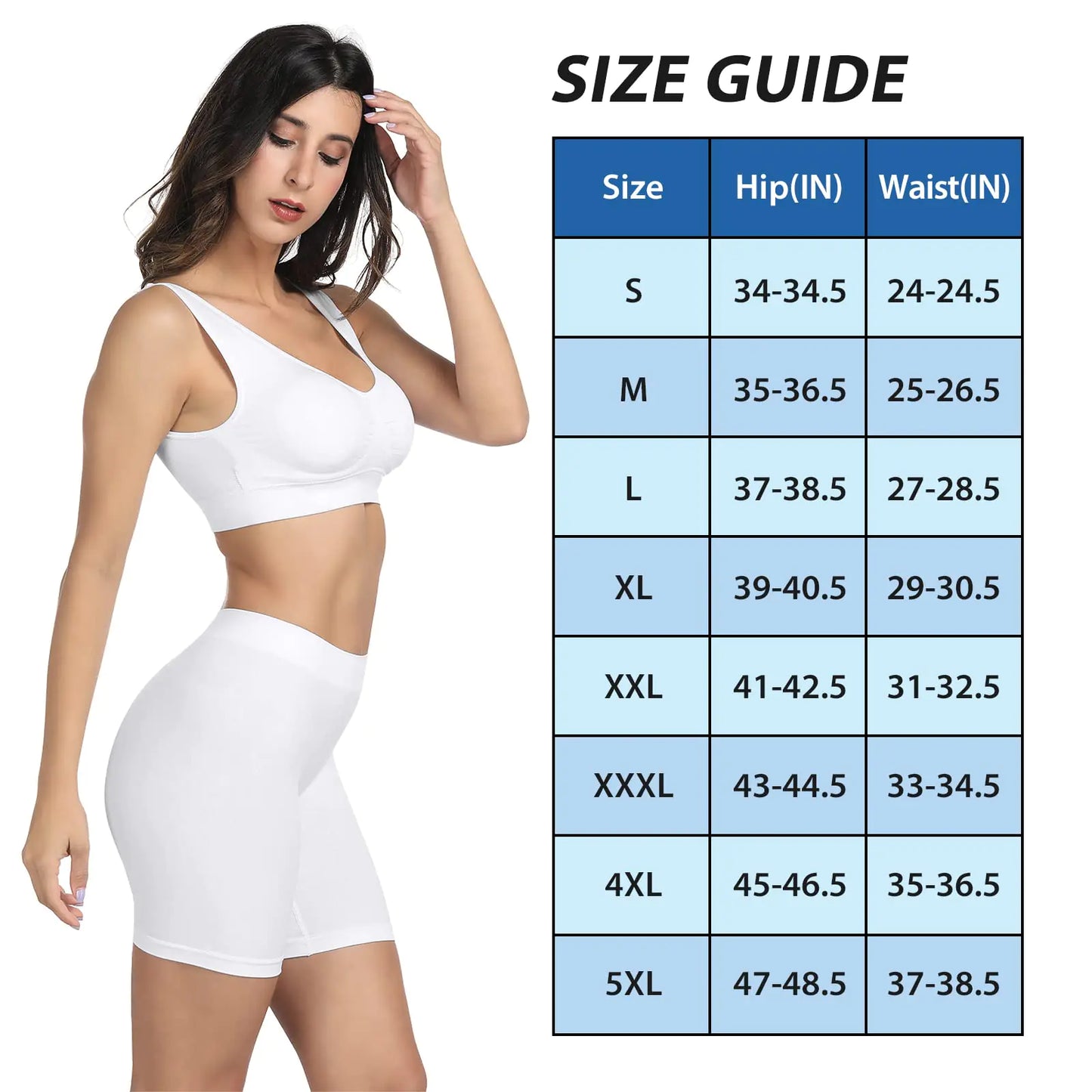 BESTENA Seamless Women's Slip Shorts for Yoga, Biking & Under Dresses - Soft White Small Pack