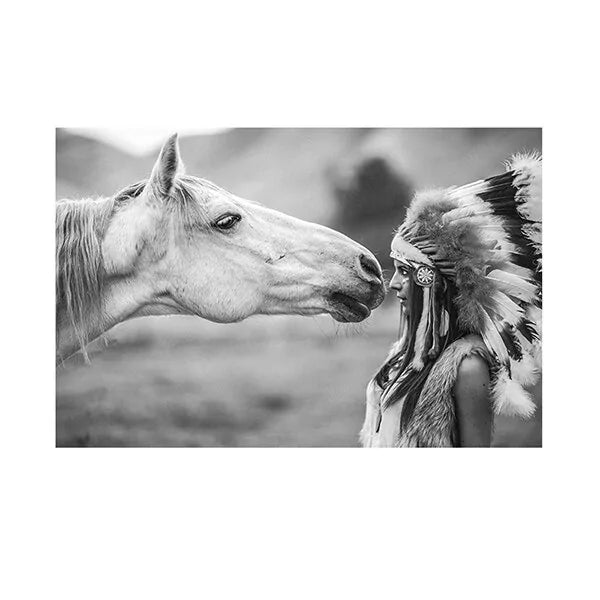 Native Indian & Horse Canvas Art